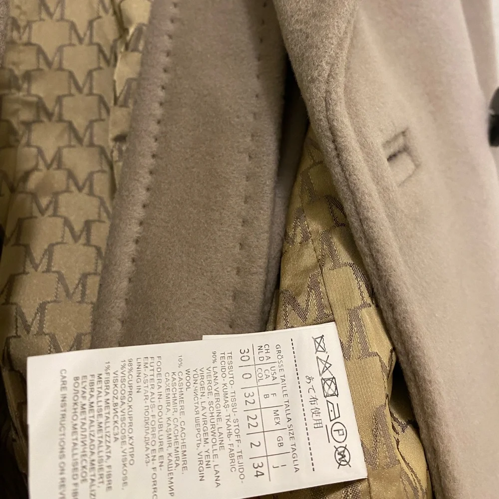 MaxMara Beige Belted Double-Breasted Wool Coat